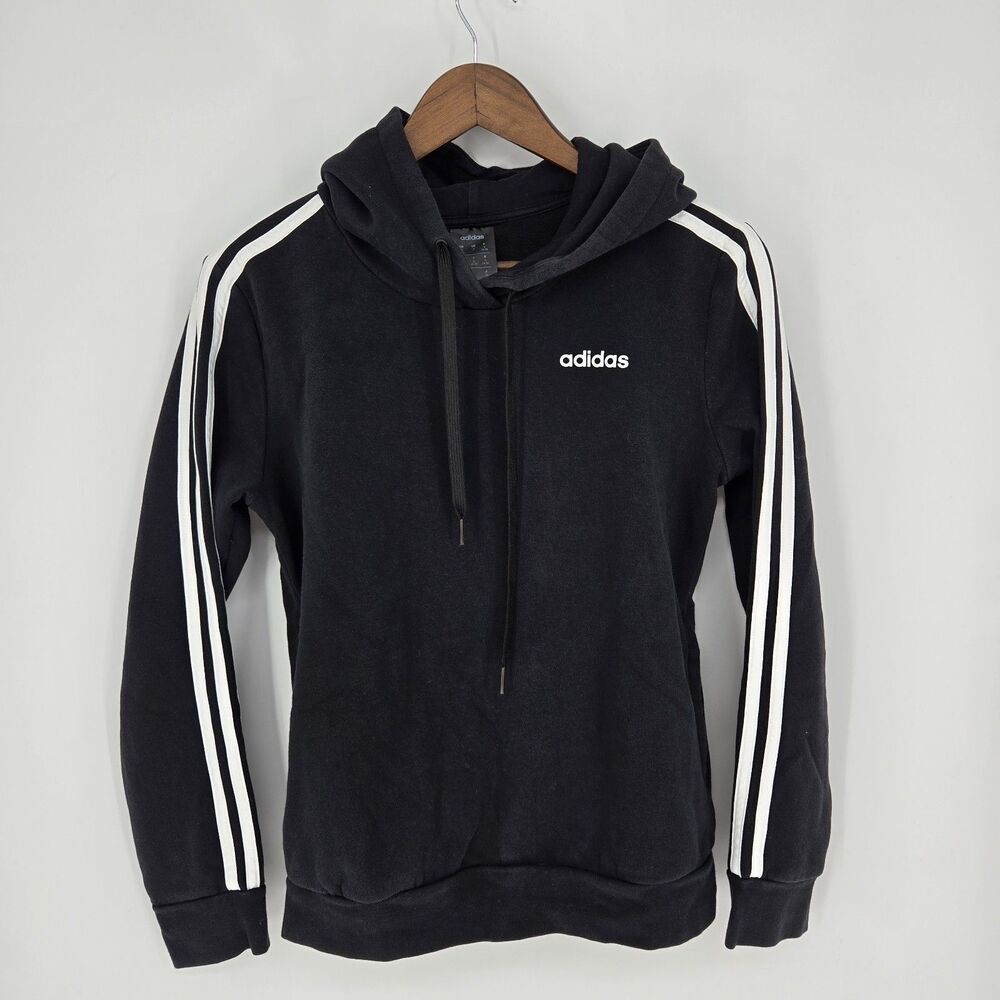 Adidas Black Logo Hooded Pullover Sweatshirt Streetwear Small